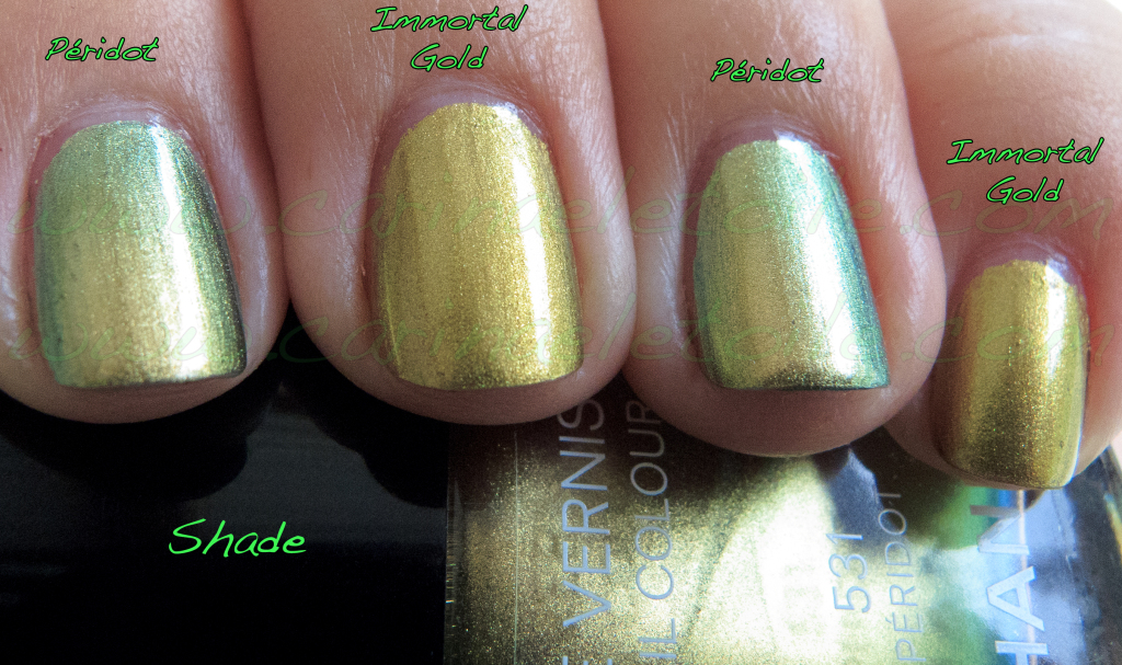Chanel Péridot v Mac Immortal Gold
