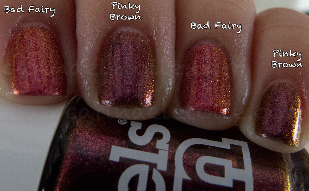 Comparison MAC Bad Fairy vs Models Own Pinky Brown